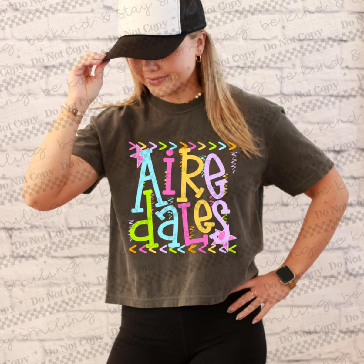 Airedales rainbow arrows mascot CMLD DTF transfer