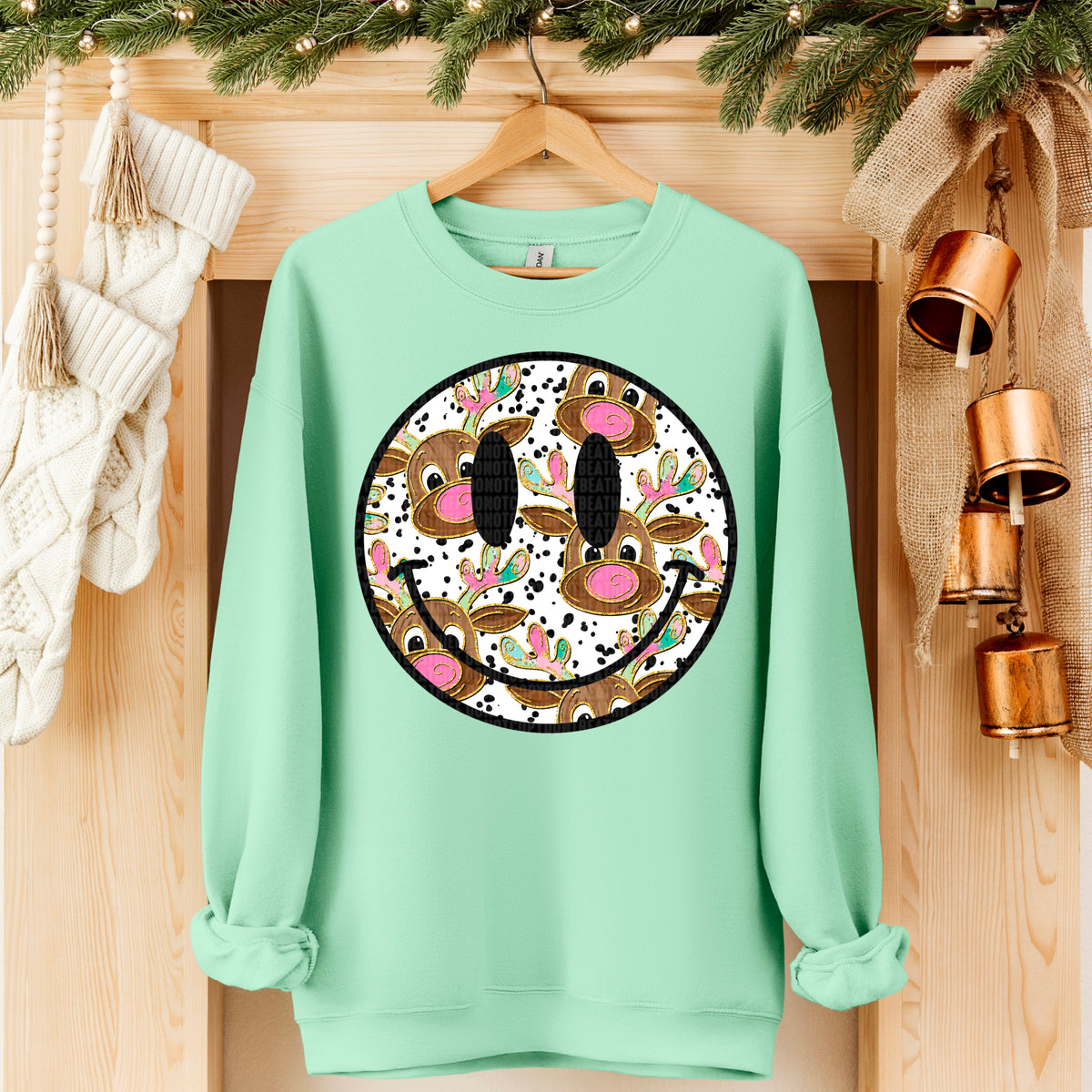 Reindeer Happy Face 113412 DTF transfer