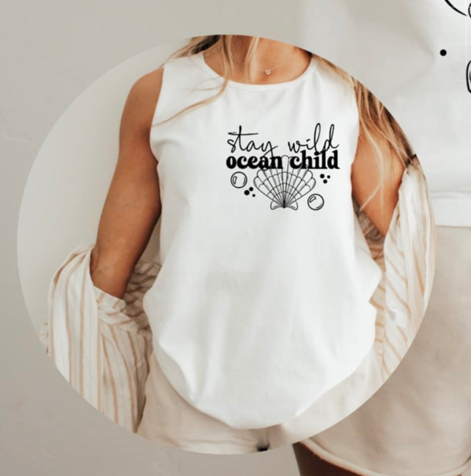 Stay wild ocean child BLACK pocket (CSC) 94111 DTF transfer
