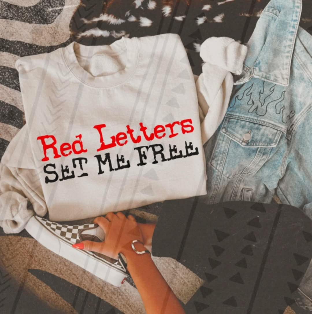 Red letters set me free (TGG) 103262 DTF transfer