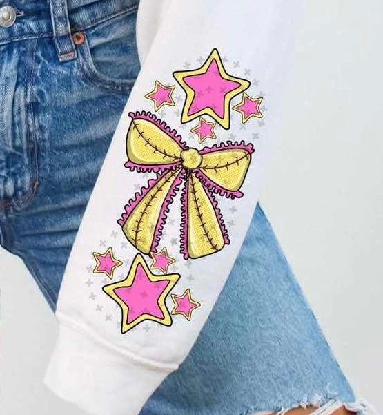 Softball bow yellow and pink SLEEVE 80844 DTF transfer