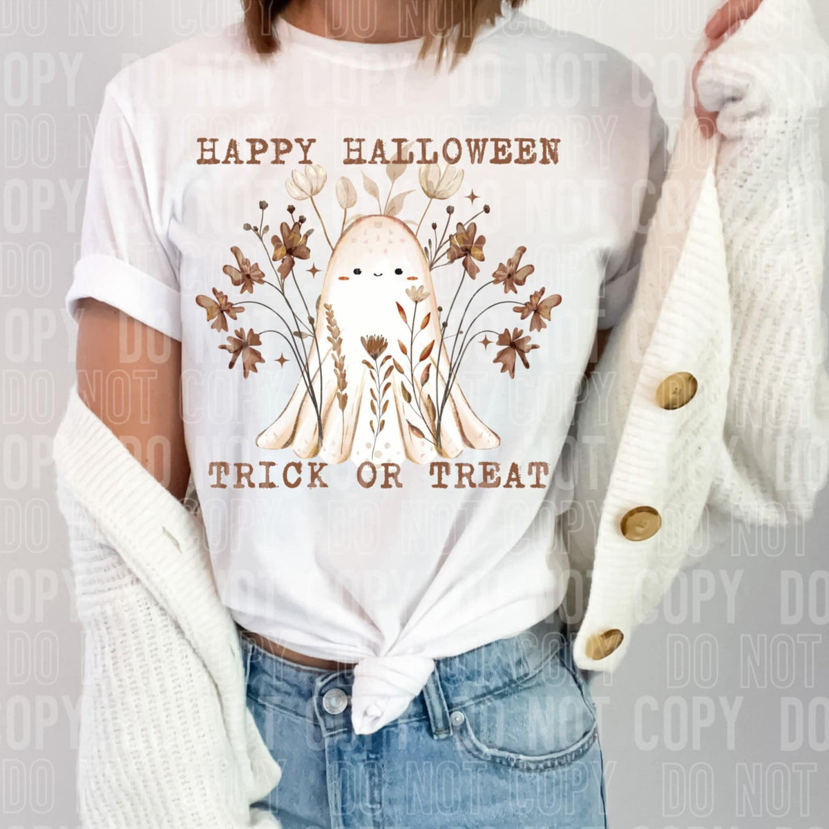 Happy Halloween Floral Ghost SBB DTF transfer