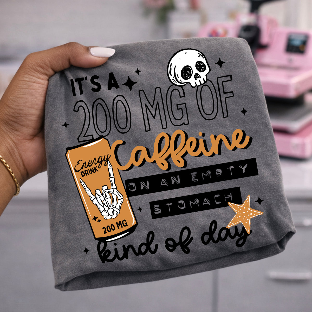 200 MG of caffeine (black) (CSC) DTF Transfer