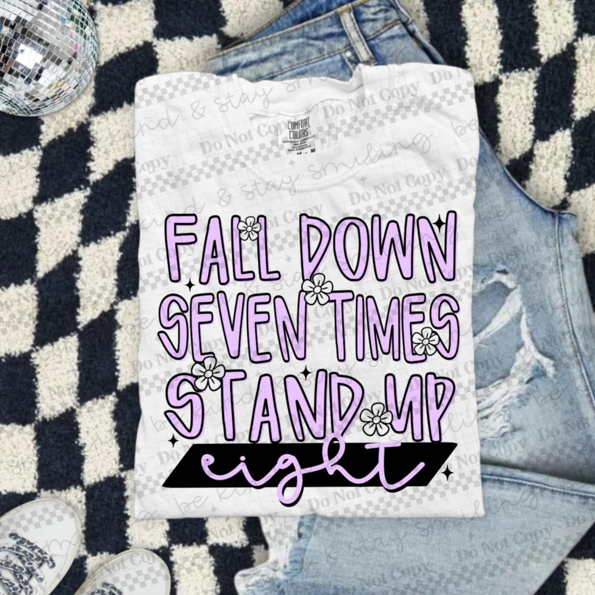 Fall Down seven times stand up eight purple (CMLD) DTF transfer