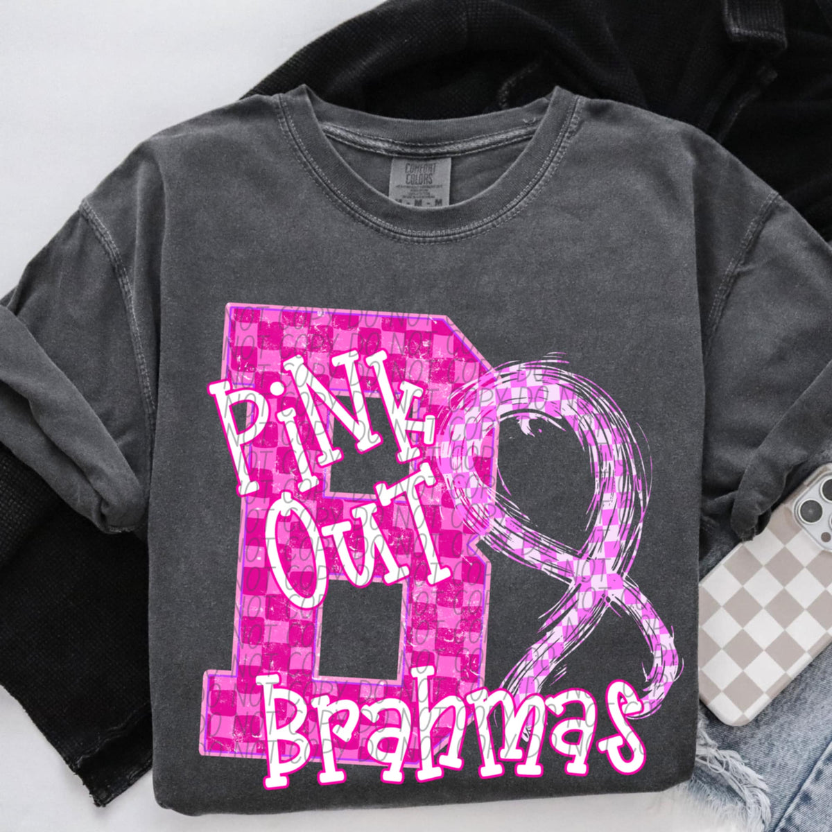 Brahmas Pink Out Varsity (city) DTF Transfer