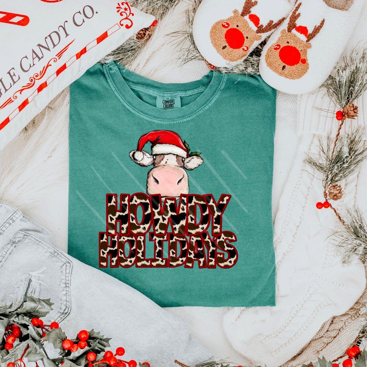 Howdy Holidays (regular cow) 111625 DTF transfer