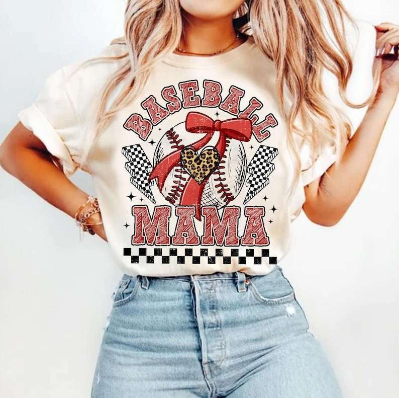 Baseball mama leopard heart 84379 DTF transfer