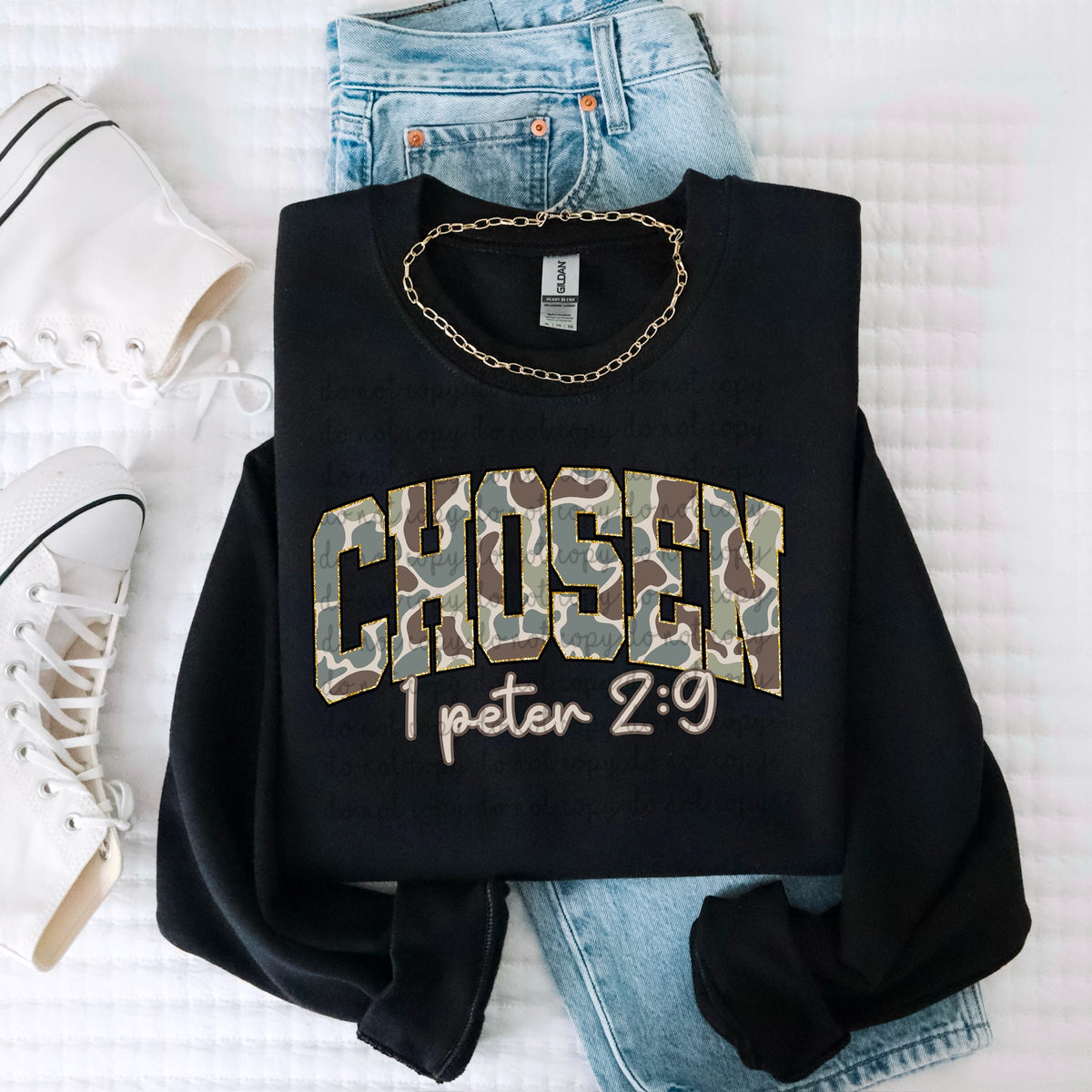 Chosen Camo varisty font 116781 DTF Transfer