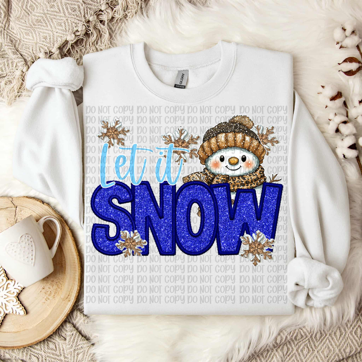 Let is Snow faux glitter and snowman (VP) DTF Transfer