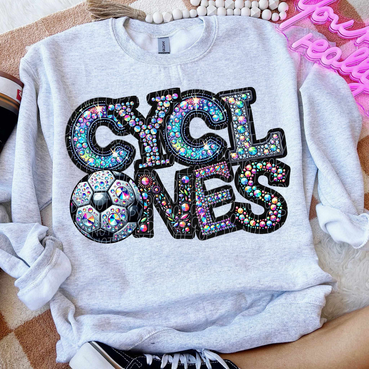 Cyclones rhinestone soccer (CITY) 77174 DTF transfer