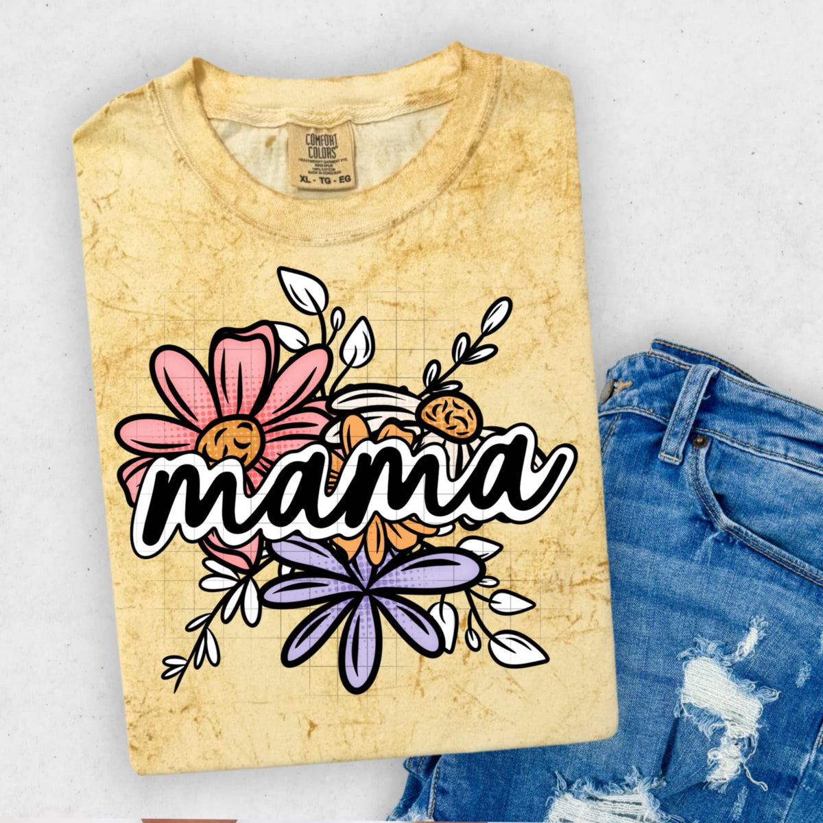 Mama pink and purple flowers (CSC) 91004 DTF transfer