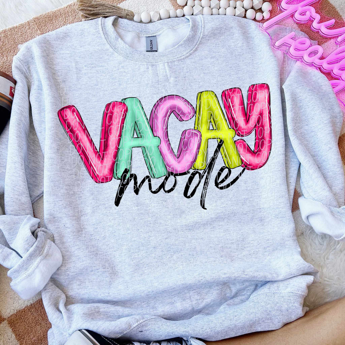 Vacay mode colorful and black font (CITY) 85057 DTF transfer