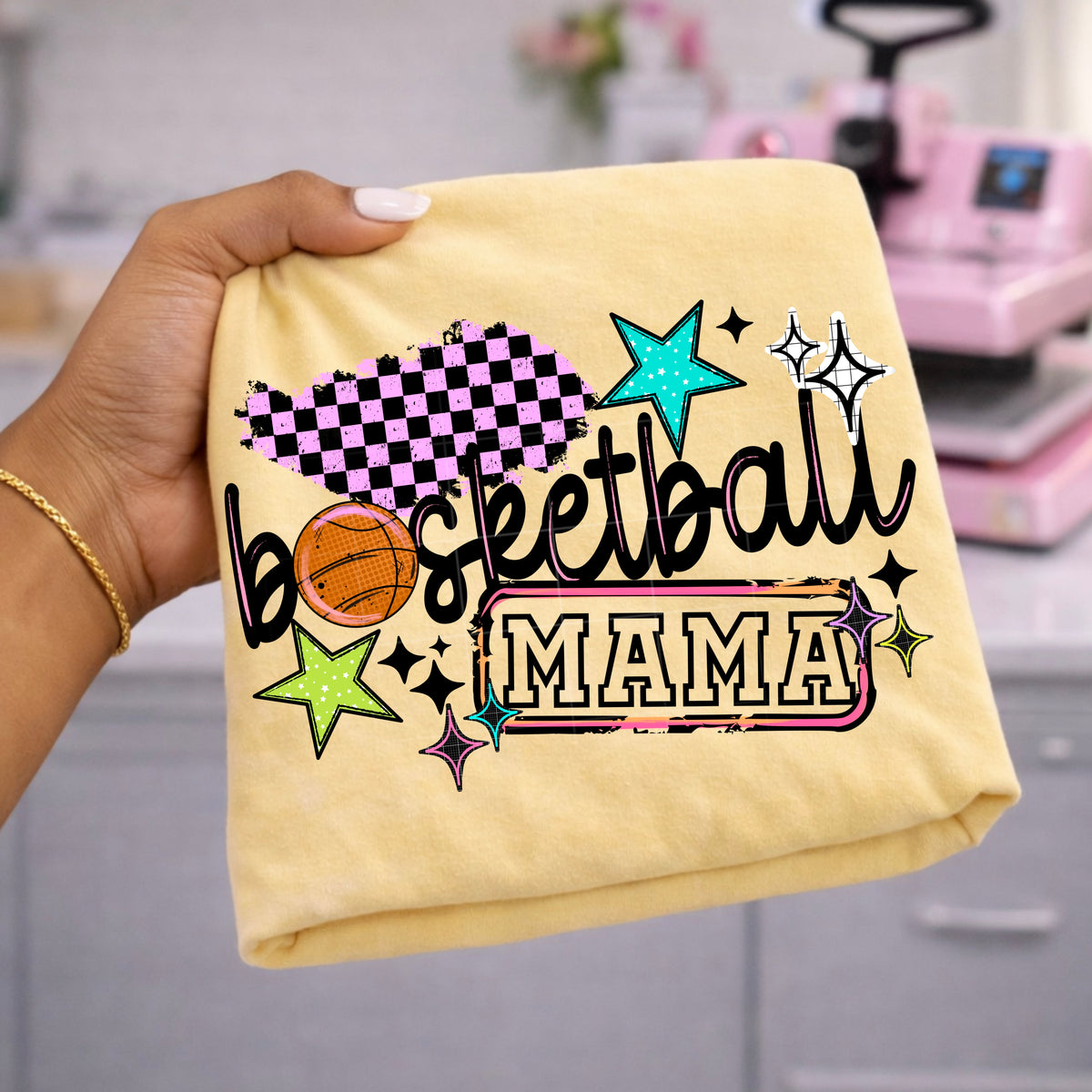 Basketball mama colorful with stars (CSC) DTF Transfer