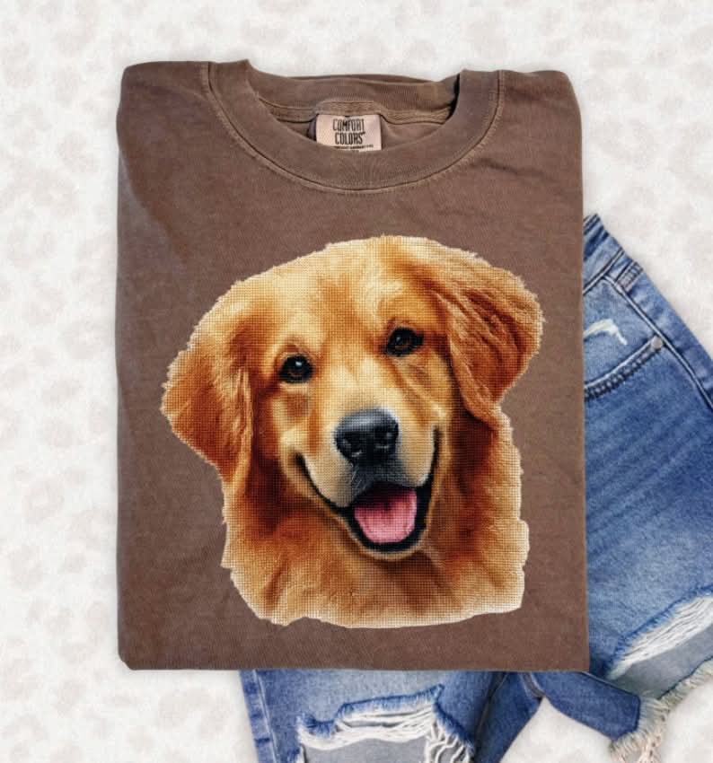 Needlepoint Golden Retriever 2 (s&g) DTF Transfer