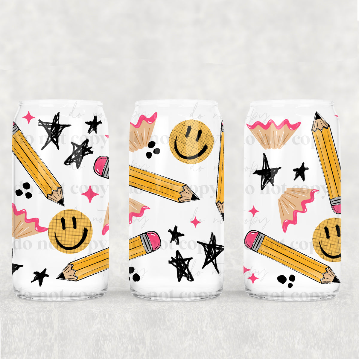 Pencils and happy faces (CSC) UV DTF WRAP