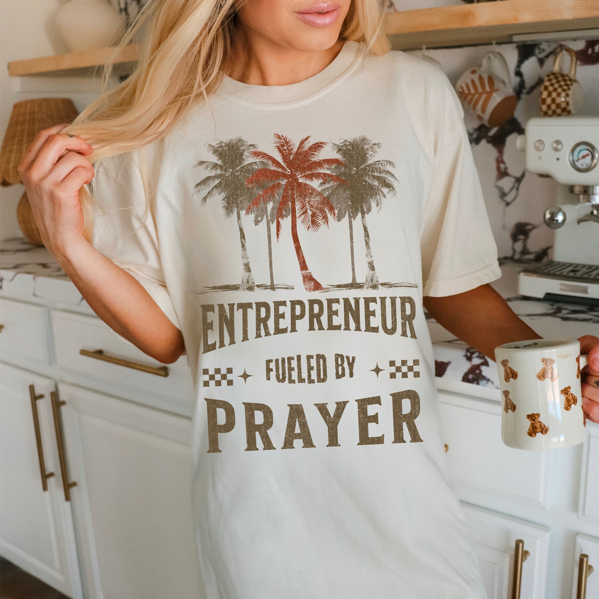 Entrepreneur fueled by prayer green font 94906 DTF transfer