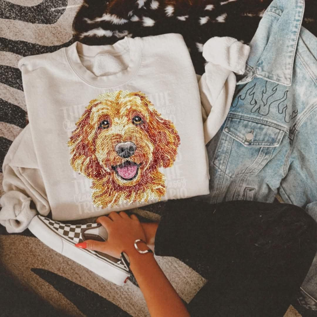 Rhinestone apricot doodle (Classy) 95284 DTF transfer