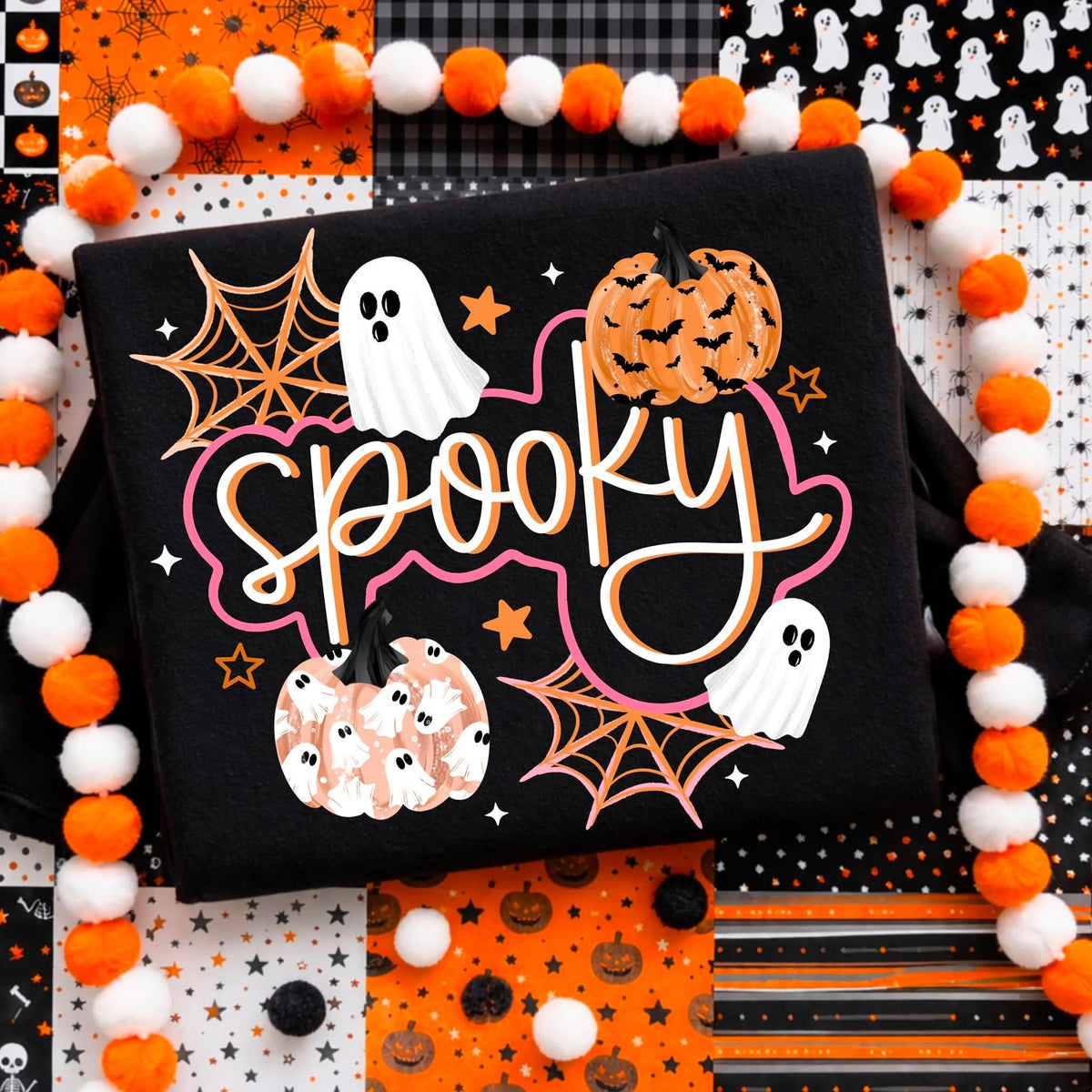 Spooky cursive with pumpkins (CSC) DTF Transfer