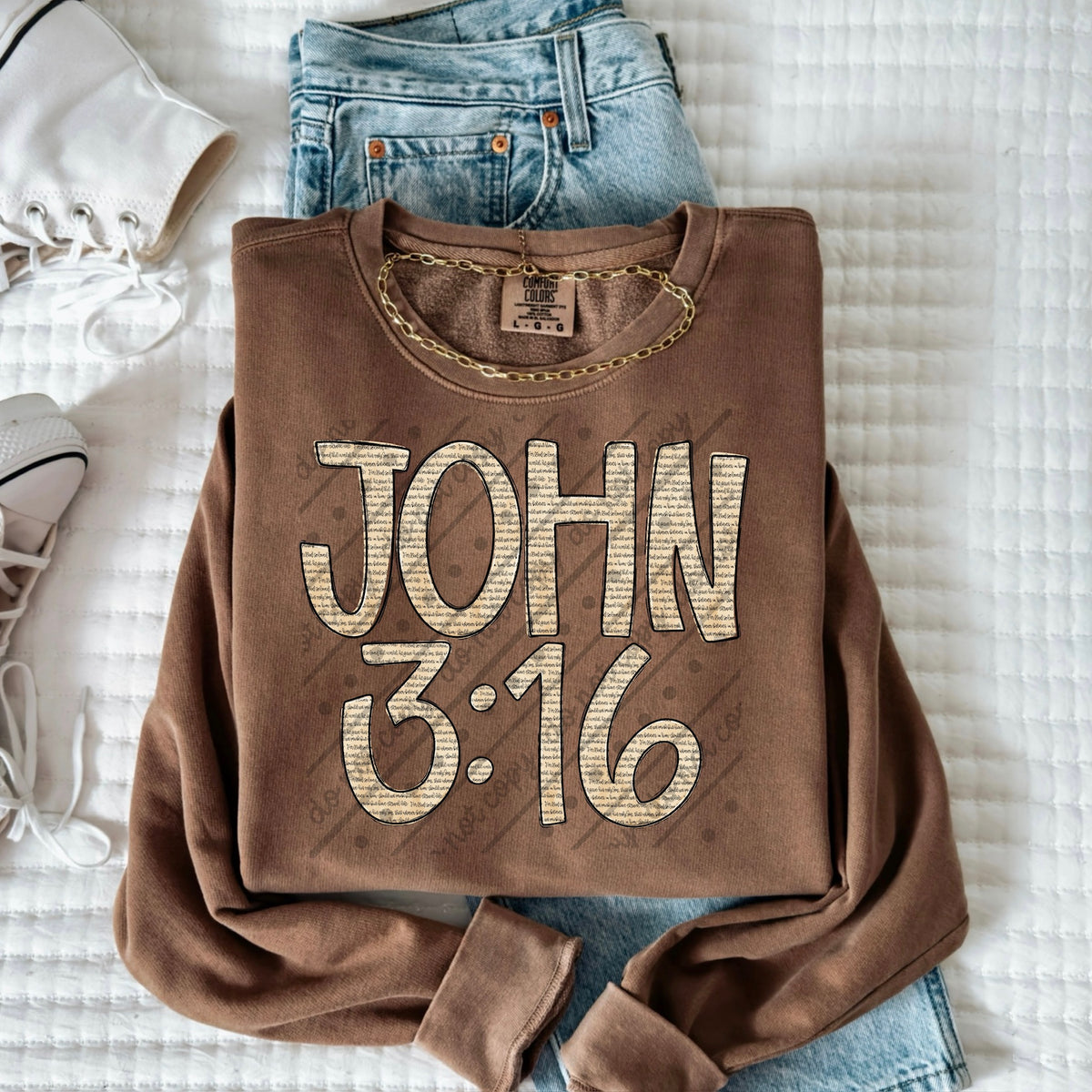 John 3:16 tan no hearts (OHDD) DTF transfer