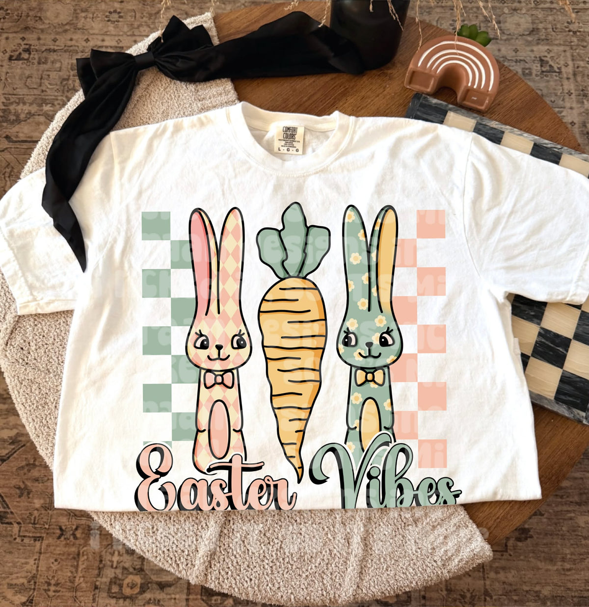 Easter Vibes carrot and bunny (HW) DTF Transfer