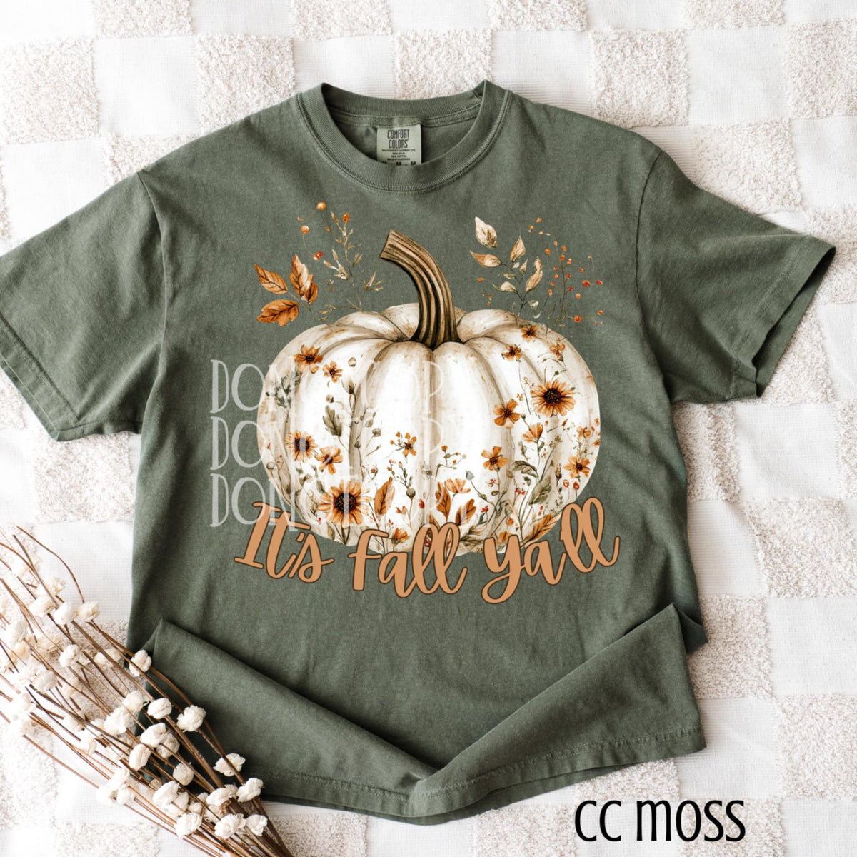 It’s Fall Yall Floral Pumpkin w/ leaves (csg) DTF transfer