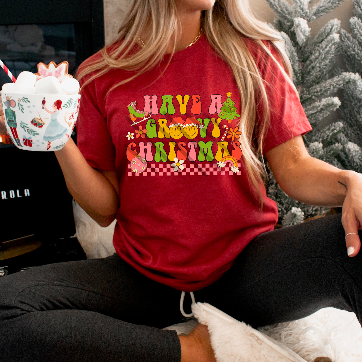 Groovy Christmas happy faces (scarlow) 114350 DTF transfer