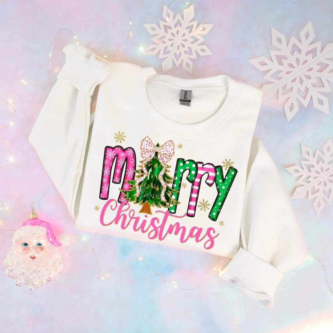 Merry Christmas pink and green (ABD) 65761 DTF transfer