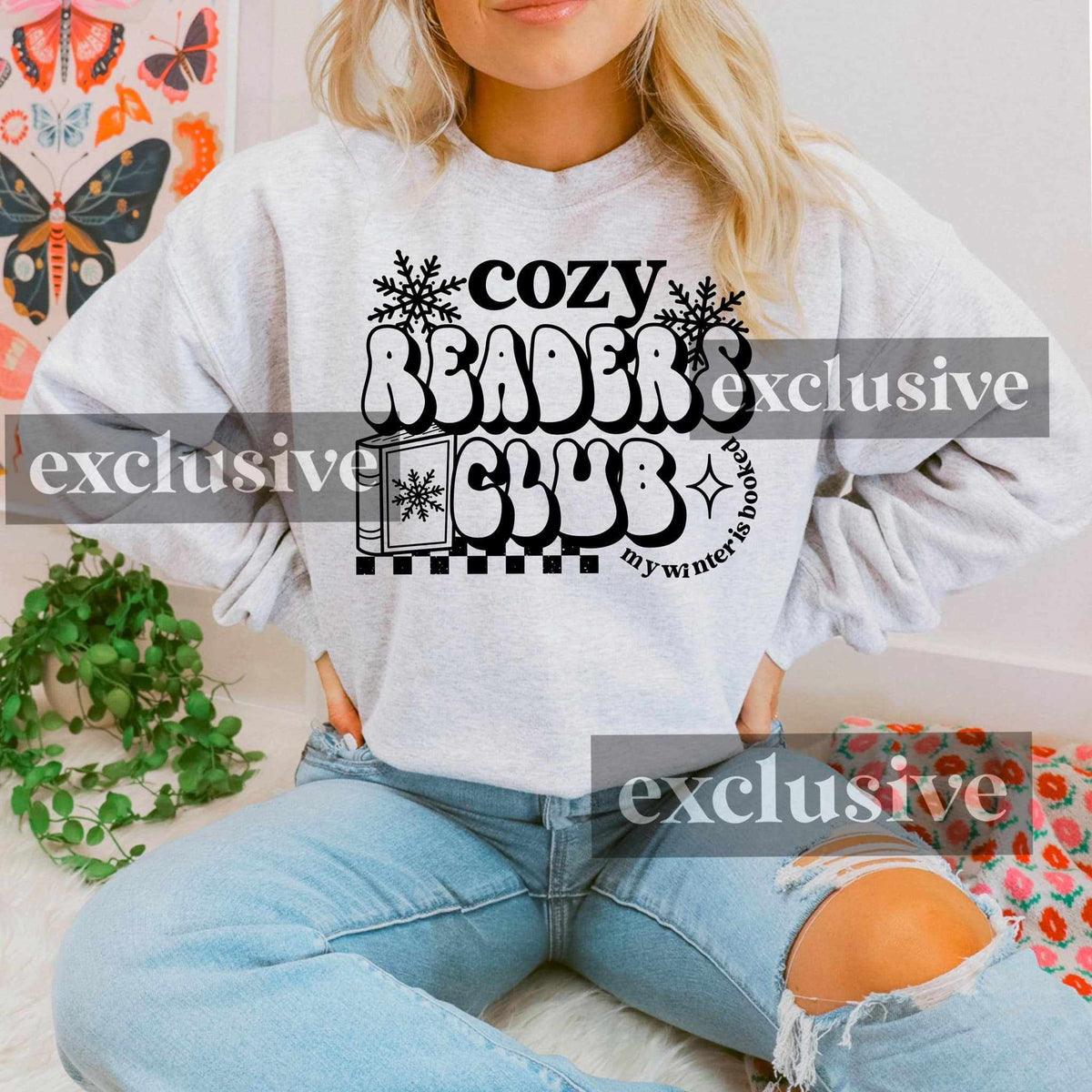 Cozy readers club BLACK 67806 DTF transfer