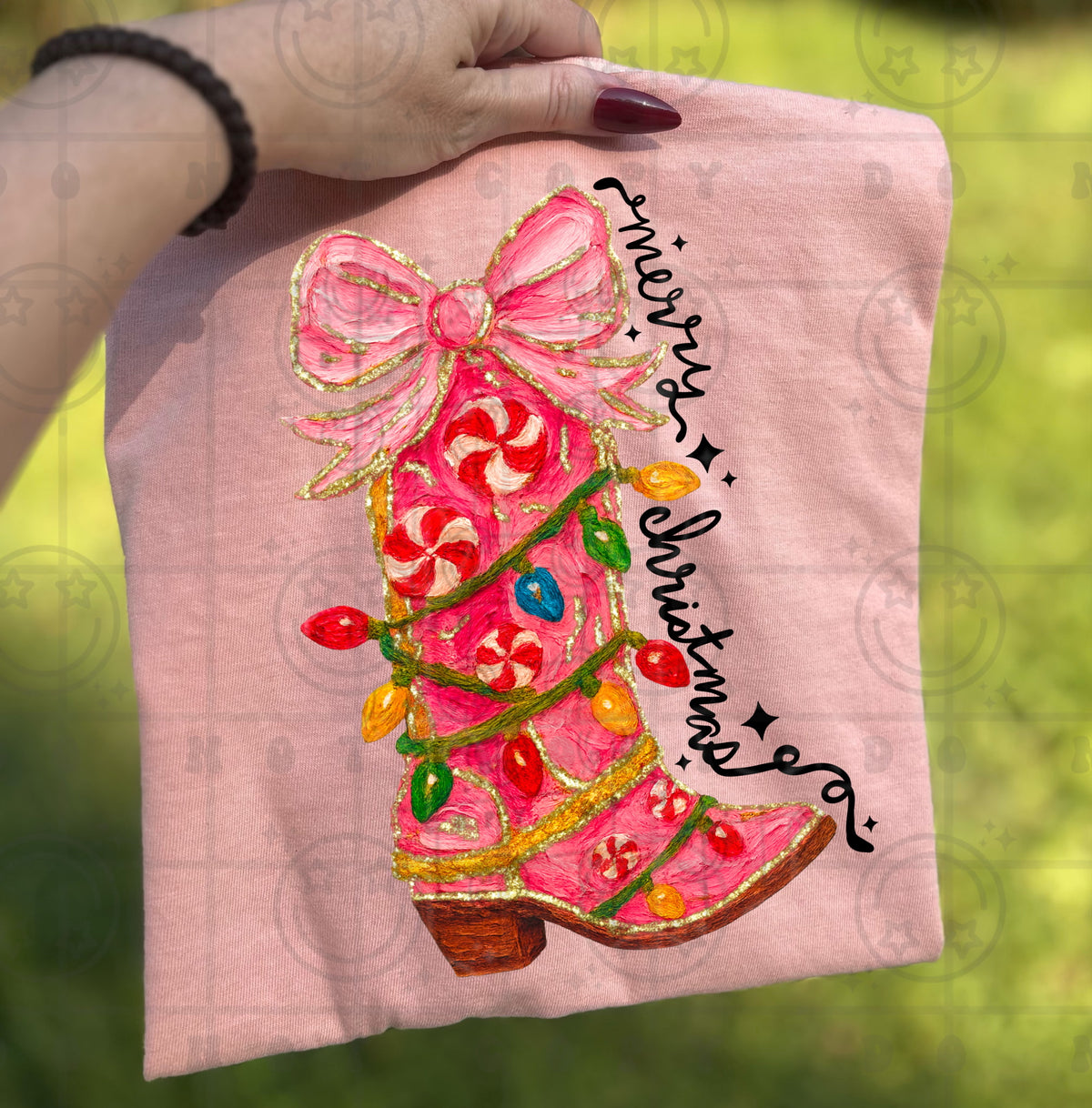 Merry Christmas Boot faux paint (HW) DTF Transfer