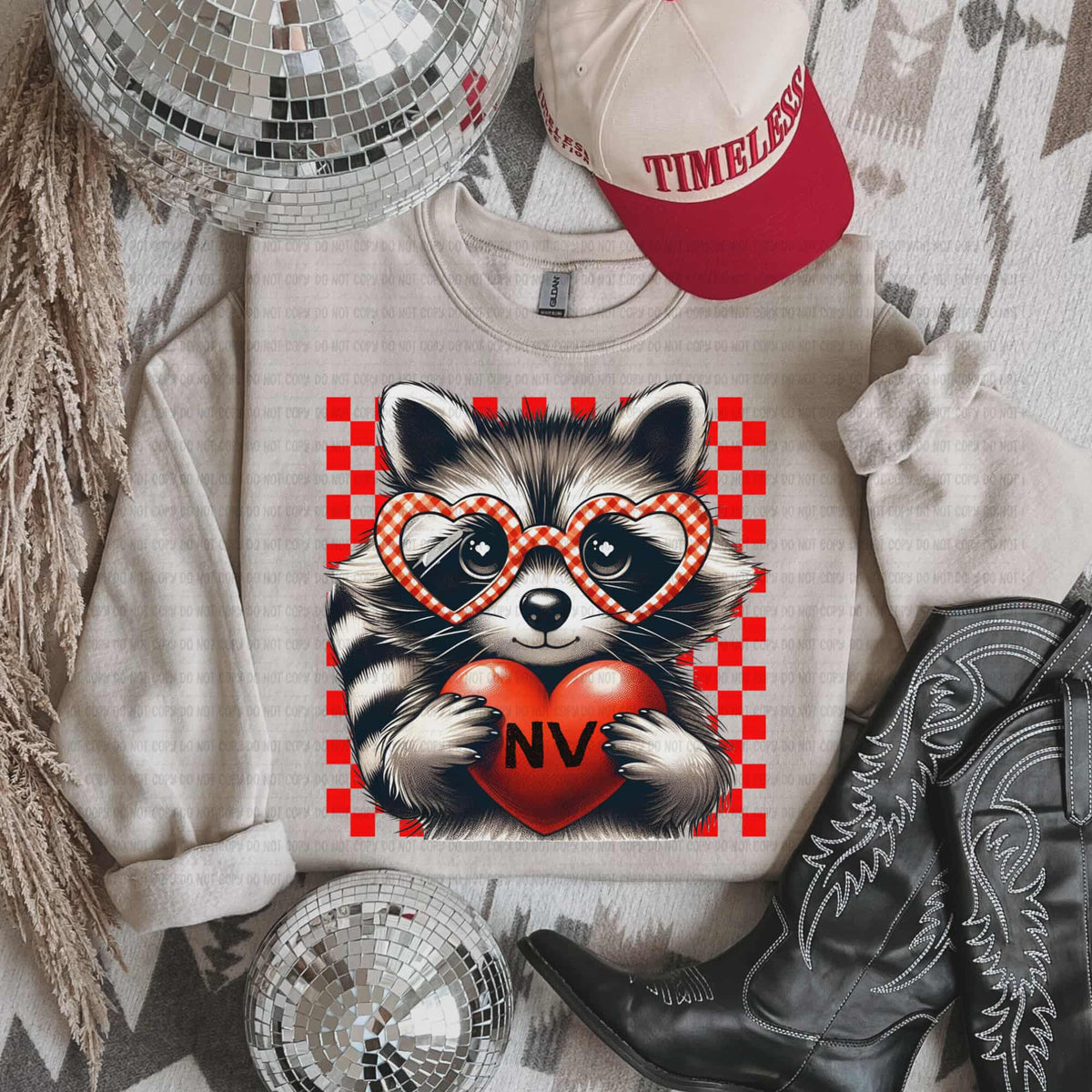 NV heart raccoon state (revel) DTF Transfer