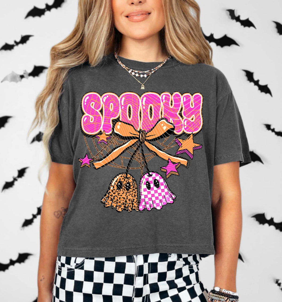 Spooky Pink Ghost Cherries (ag) DTF transfer