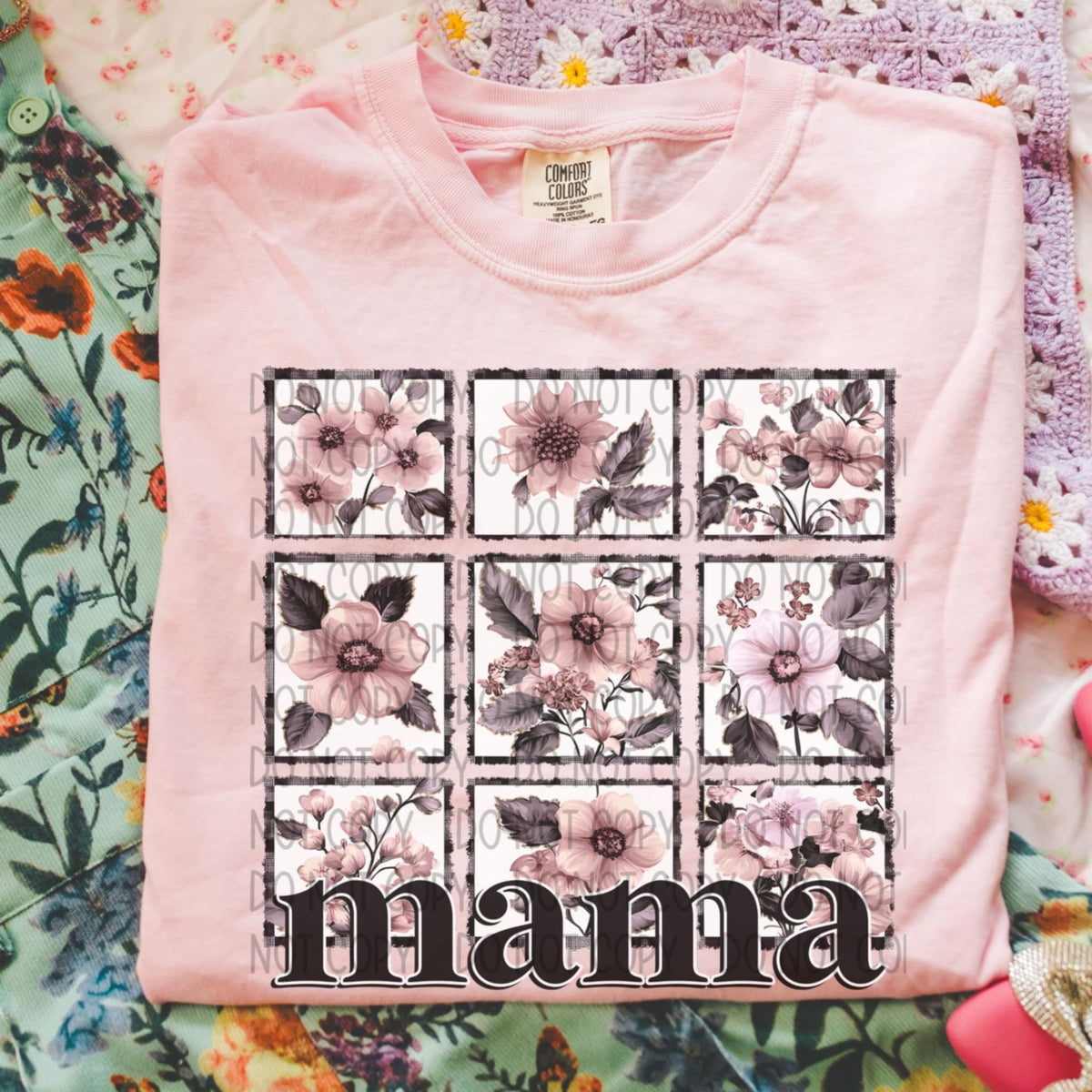 Mama pink flowers (SWD) 94543 DTF transfer