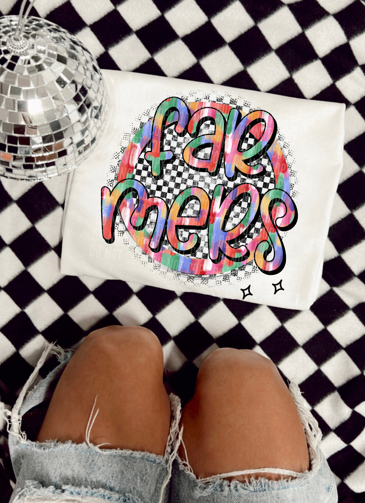 Rainbow and Checkered Mascot Font Farmers 30786 DTF transfers