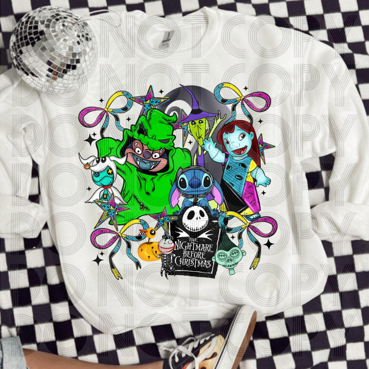 Nightmare friends with bows DTF transfer