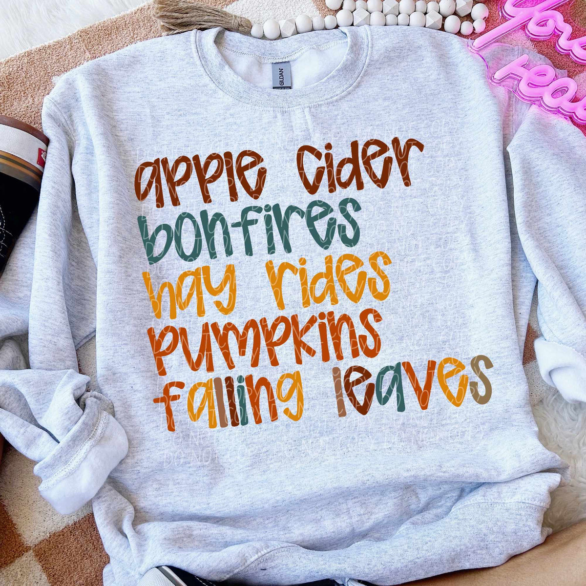 Apple cider bonfires fall words (CITY) 62336 DTF transfer