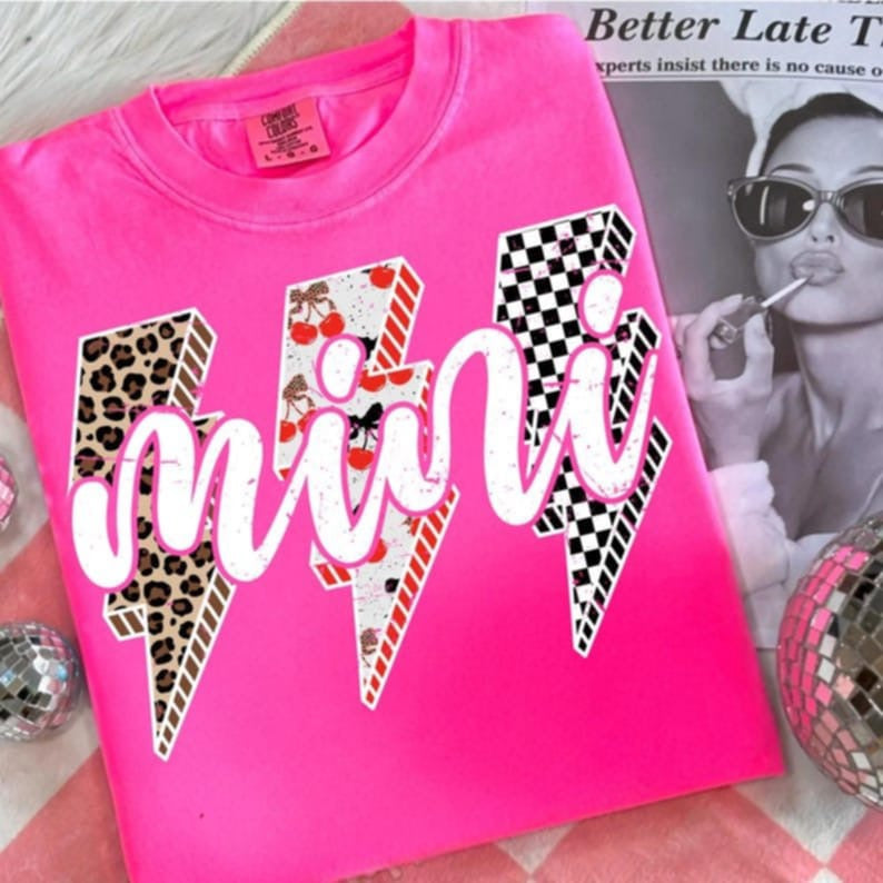 Mini lightning bolts WHITE FONT 107810 DTF transfer