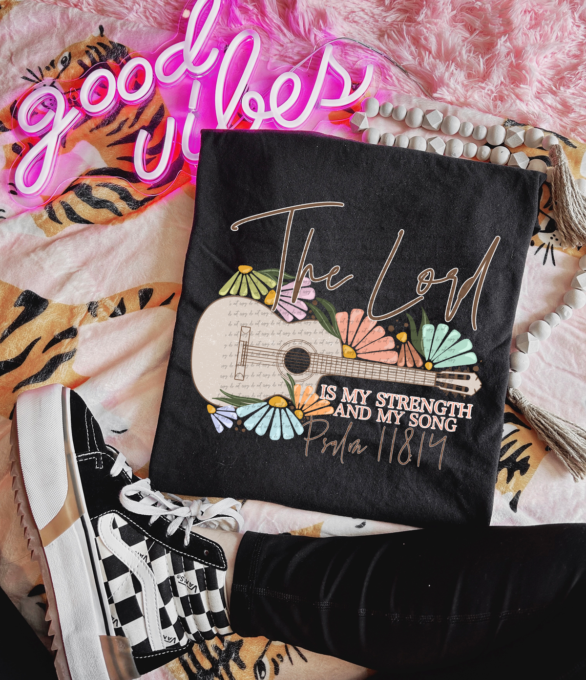 The Lord is my Strength guitar and flowers 30414 DTF transfers