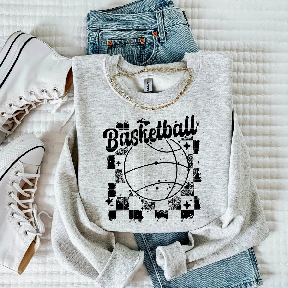 Basketball distressed BLACK (CSC) DTF transfer