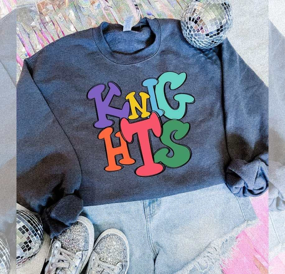 Knights colorful bubble font (S&G) 64500 DTF transfer