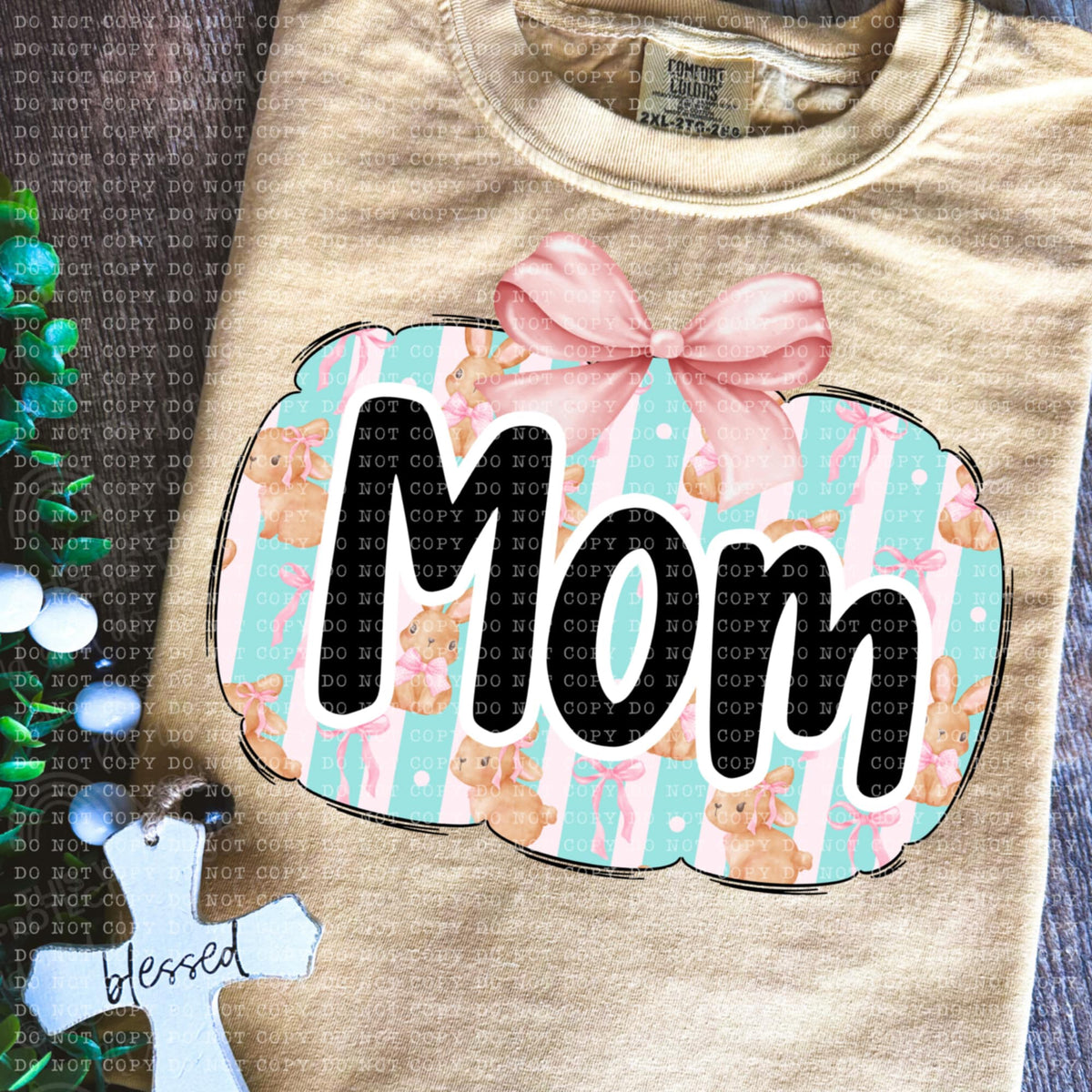 Mom bunny background (ECHT) 85626 DTF transfer