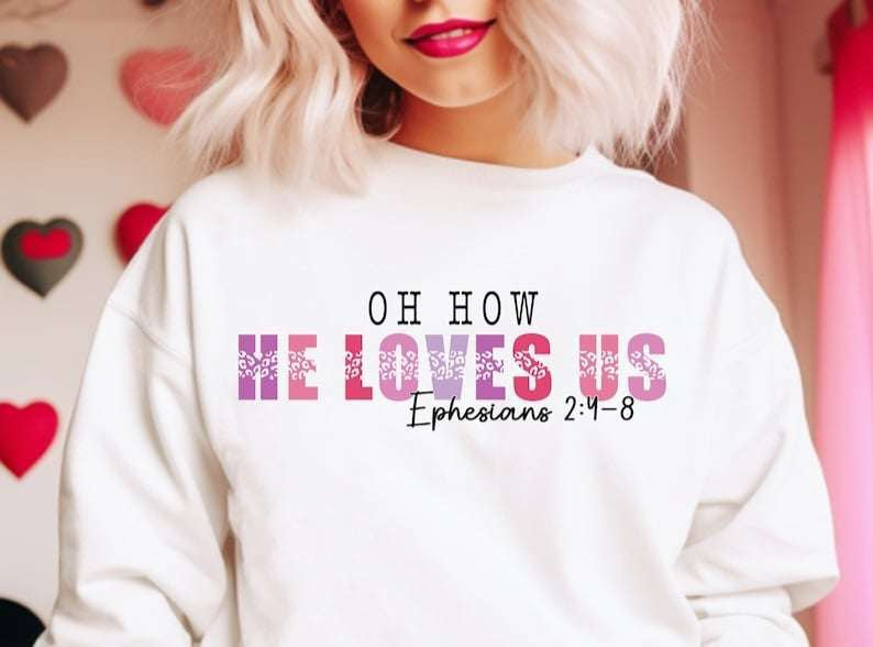 Oh how he loves us pink and purple 70758 DTF transfer