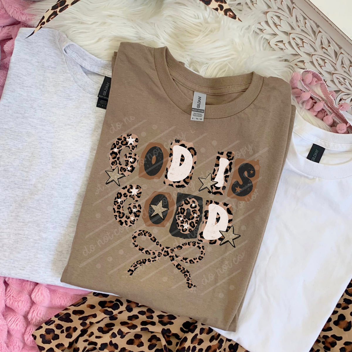 God is good leopard (scarlow) DTF transfer