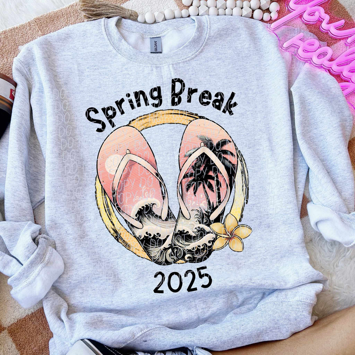 Spring break 2025 black font (CITY) 85067 DTF transfer