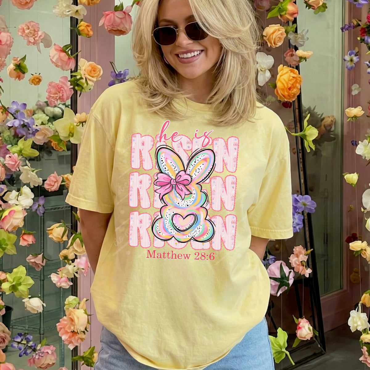 He is risen stacked with bunny DTF Transfer