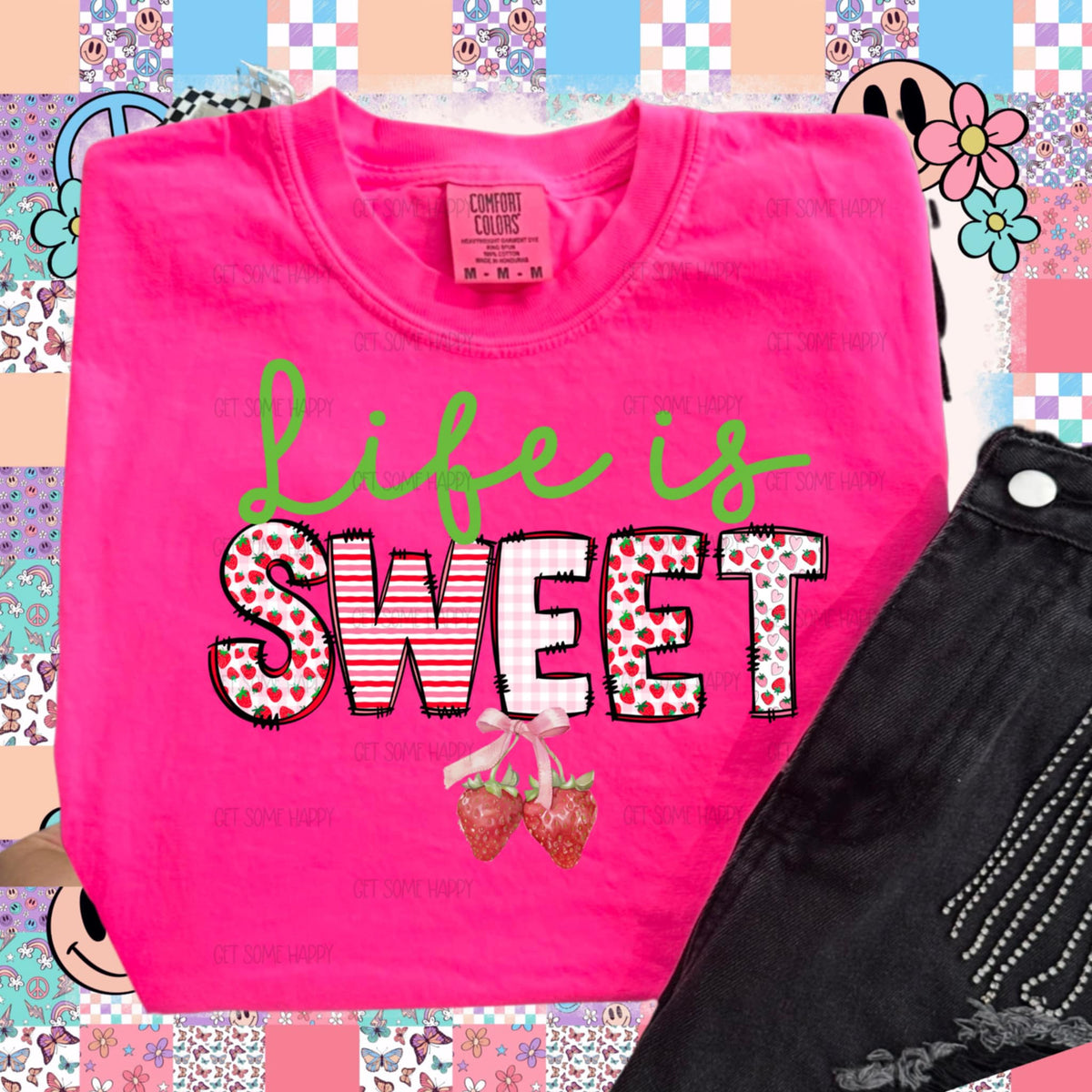 Life is sweet strawberry filled 106074 DTF transfer