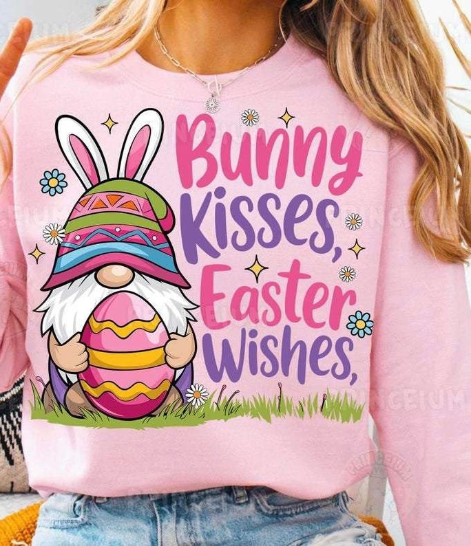 Bunny kisses Easter wishes gnome 84356 DTF transfer