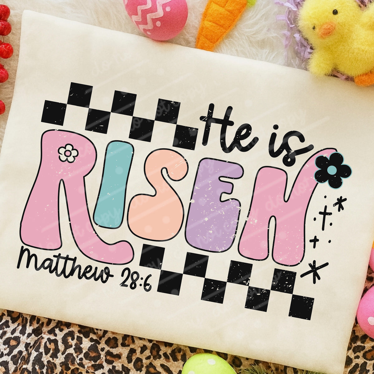 He is risen checker DTF Transfer