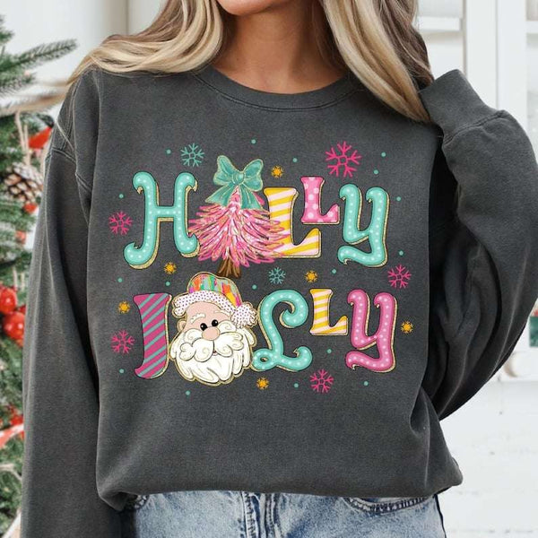 Holly jolly pastel with Santa 67931 DTF transfer
