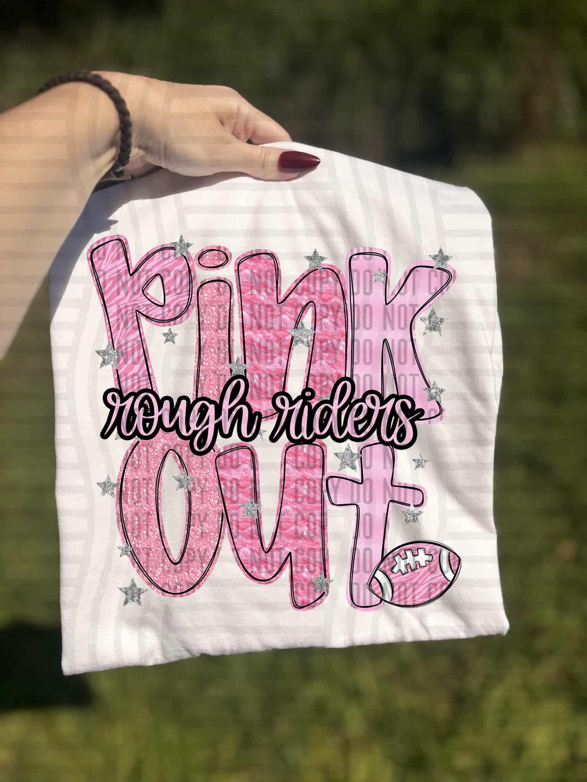 Pink out sparkles Rough Riders (Caplinger) DTF transfer