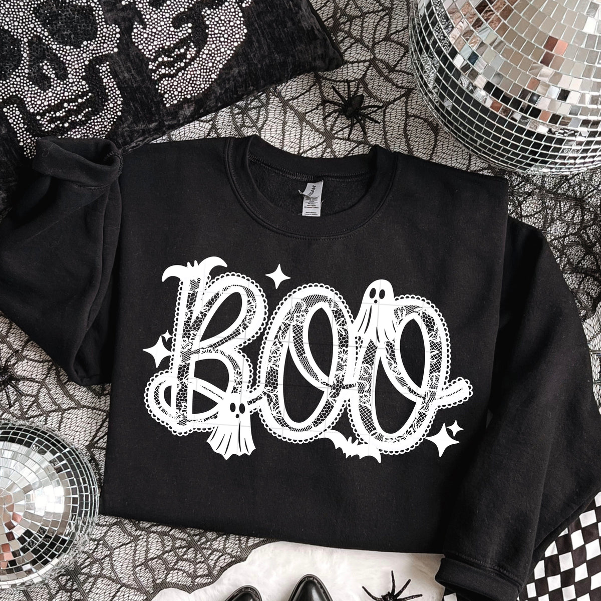 Boo lace with ghost white (CSC) DTF Transfer